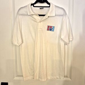 Pepsi Cola Men's Polo Shirt Medium Anvil Short Sleeve Embroidered Logo White